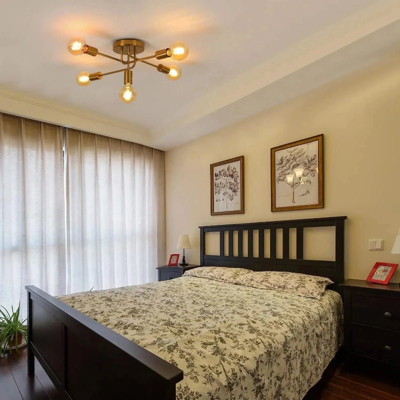 Plafonnier Doré Orion | Industriel Rétro pour Salon & Chambre