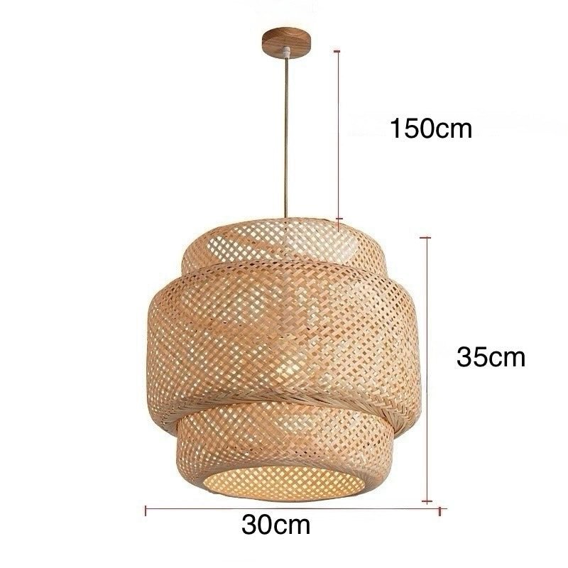 Suspension en Bambou Tressé Style Chinois | Lustre BambooZen
