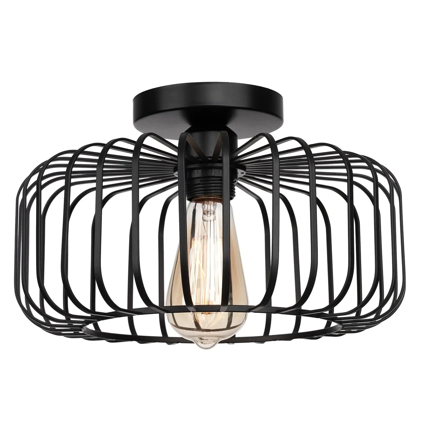 Plafonnier Noir Vintage Loft | Luminaire Industriel Semi-Encastré Haut de Gamme