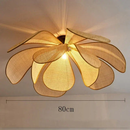 Plafonnier en Rotin Naturel Tissé Main Vintage pour Salon et Chambre | Sakura