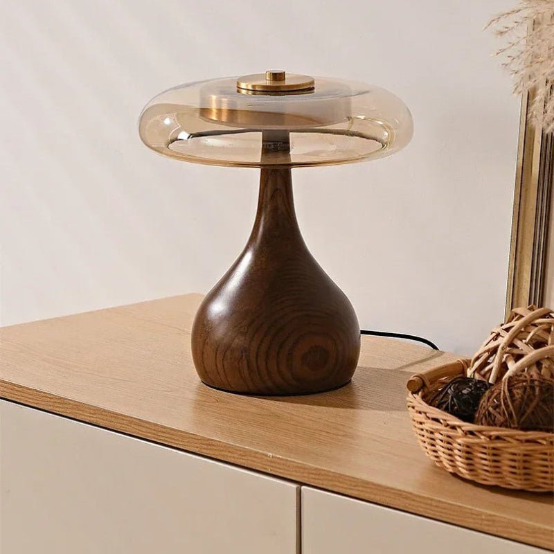 Lampe Design Liora | Lampe Rétro Haut de Gamme en Verre et Bois