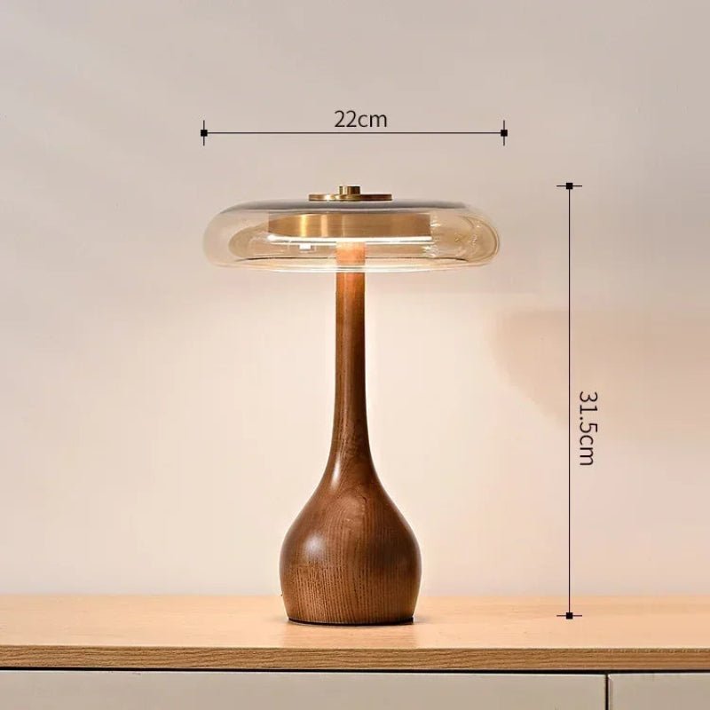 Lampe Design Liora | Lampe Rétro Haut de Gamme en Verre et Bois