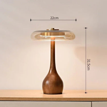 Lampe Design Liora | Lampe Rétro Haut de Gamme en Verre et Bois