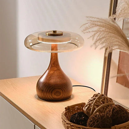 Lampe Design Liora | Lampe Rétro Haut de Gamme en Verre et Bois