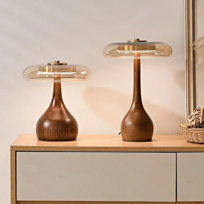 Lampe Design Liora | Lampe Rétro Haut de Gamme en Verre et Bois