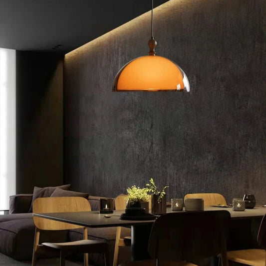 Suspension Solaris | Acrylique Marron & Bois, Ampoule Incluse