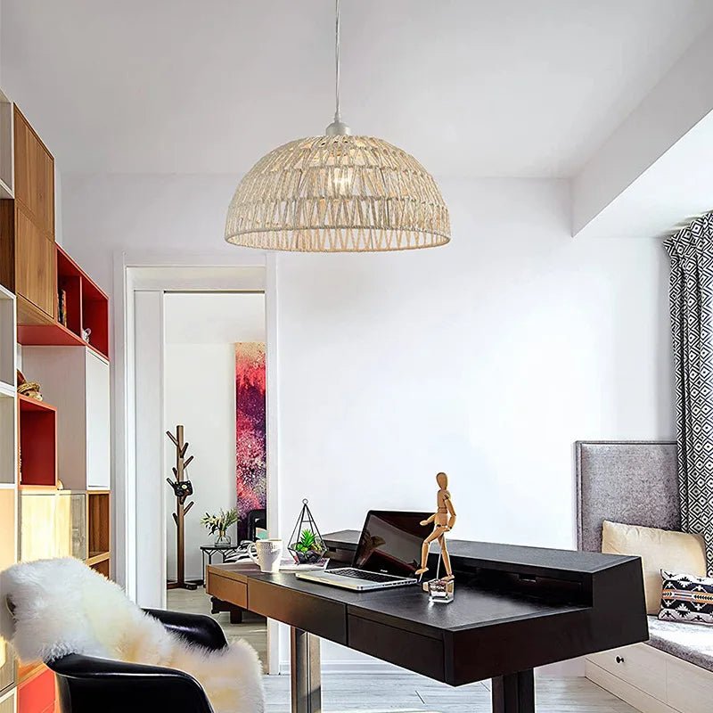 Lampe Suspendue Japonaise ZenLight en Corde de Chanvre | Éclairage Intérieur Naturel