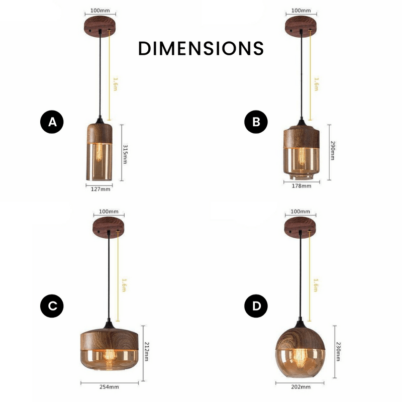 Lampe Suspendue Nordique LED LumenBois | Moderne en Bois et Verre