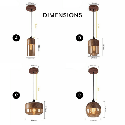 Lampe Suspendue Nordique LED LumenBois | Moderne en Bois et Verre