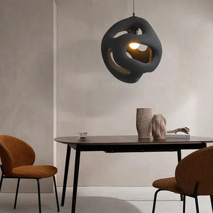 Suspension Wabi Sabi Nordic | Luminaire Design Minimaliste en Résine Noir & Blanc