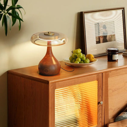 Lampe Design Liora | Lampe Rétro Haut de Gamme en Verre et Bois