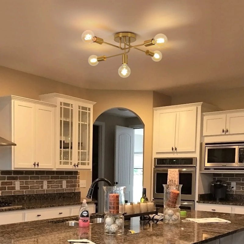 Plafonnier Doré Orion | Industriel Rétro pour Salon & Chambre