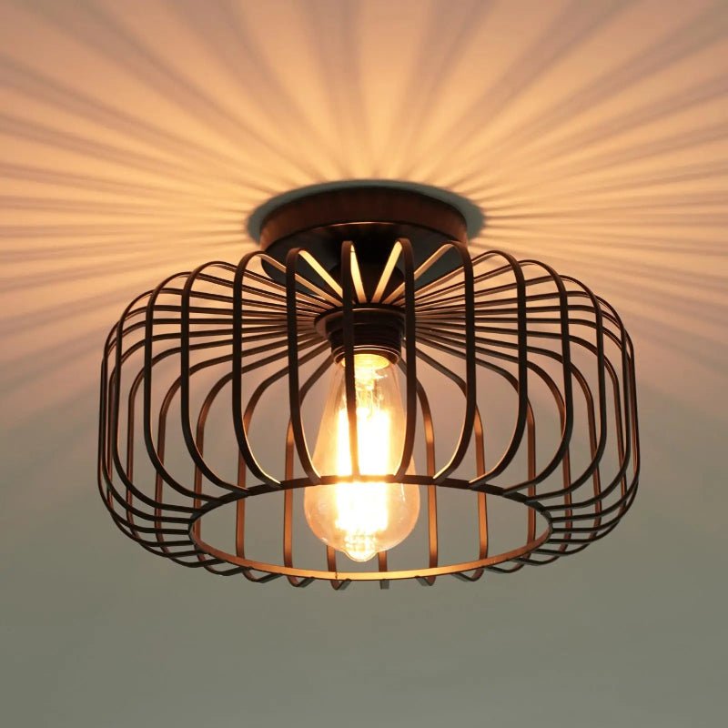 Plafonnier Noir Vintage Loft | Luminaire Industriel Semi-Encastré Haut de Gamme