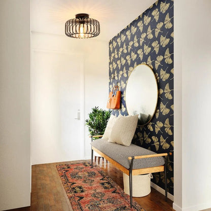 Plafonnier Noir Vintage Loft | Luminaire Industriel Semi-Encastré Haut de Gamme