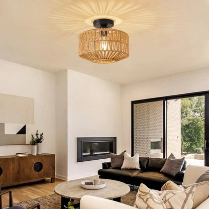 Plafonnier en Rotin Tressé à la Main | NaturaLight