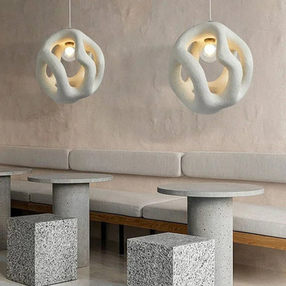 Suspension Wabi Sabi Nordic | Luminaire Design Minimaliste en Résine Noir & Blanc